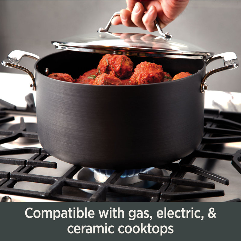 10-Piece Black Aluminum Nonstick Cookware Set with Glass Lids