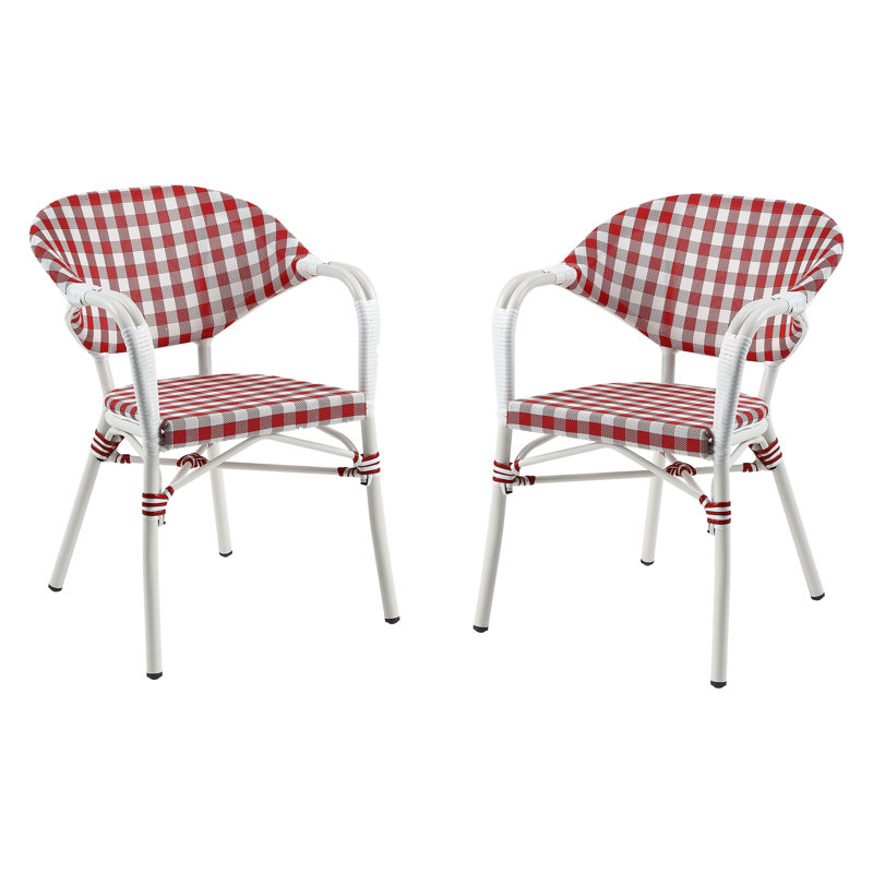 Fauteuil de patio Eustice, Blanc, Rouge