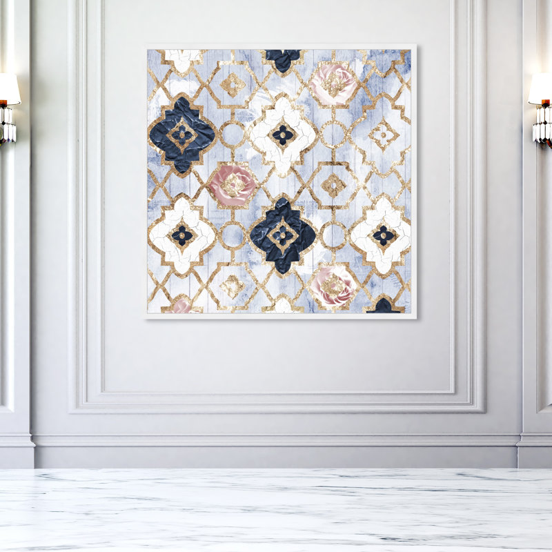 Abstrait rose quartz marocain-impression d’art graphique sur papier encadrée, Cadre blanc, H 12 po x l 12 po