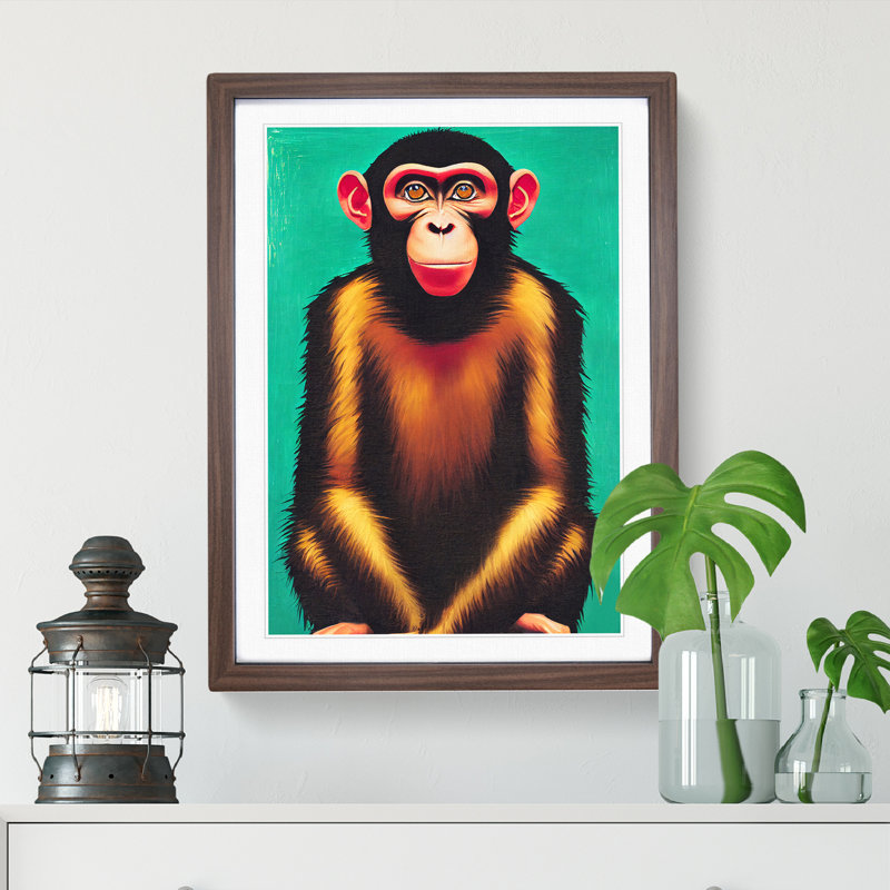 The Wonderful Monkey - Framed Print, Walnut, 34cm H x 25cm W x 2cm D
