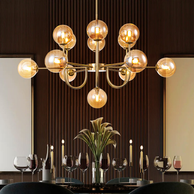 Rael 13 - Light Sputnik Modern Linear Glass Bubble Dining Chandelier