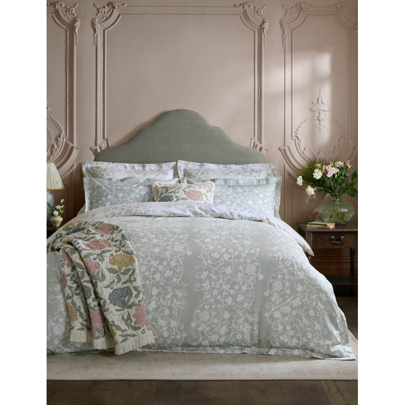 Historic Royal Palaces Bedding, Super King Duvet Cover Set+2 Standard Pillowcases, Green Floral