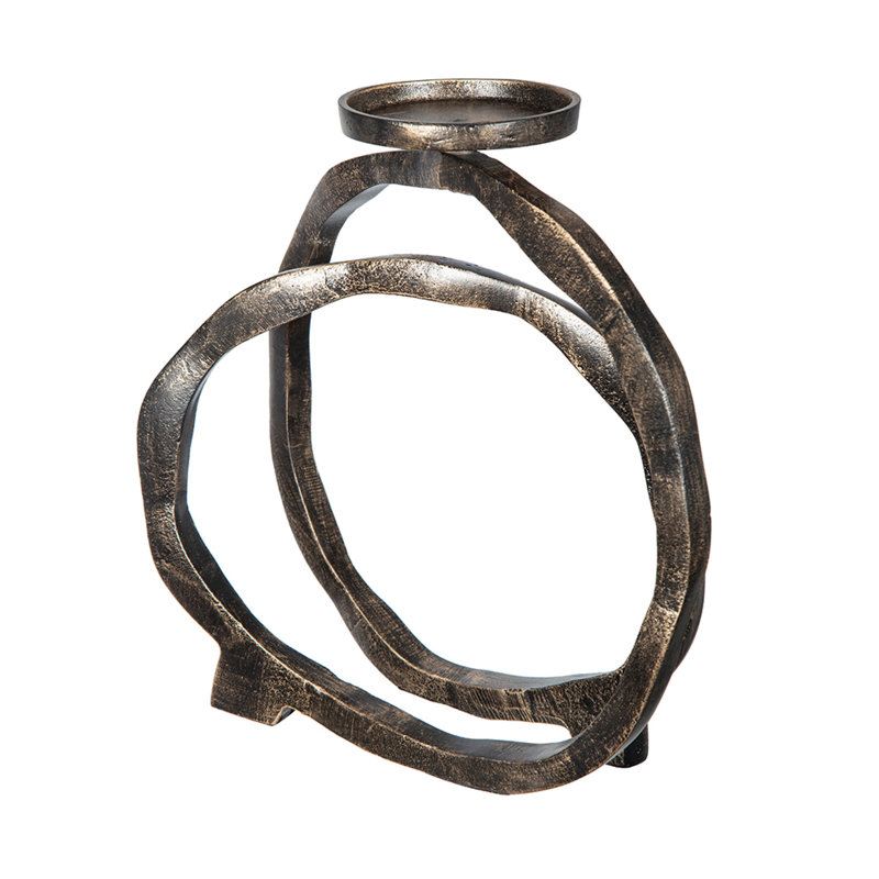 Porte-bougie décoratif torsadé en aluminium doré antique 11 pouces
