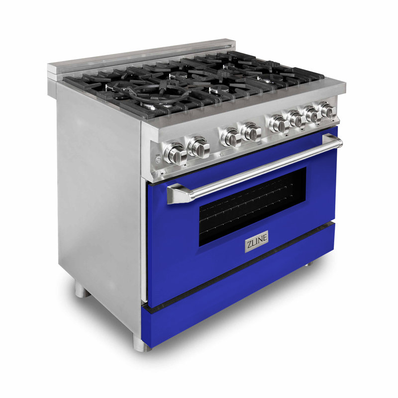 ZLINE 36" Legacy Dual Fuel Range, Blue Matte Stainless Steel