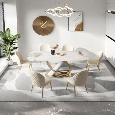 Ensemble de table de salle à manger en acier inoxydable