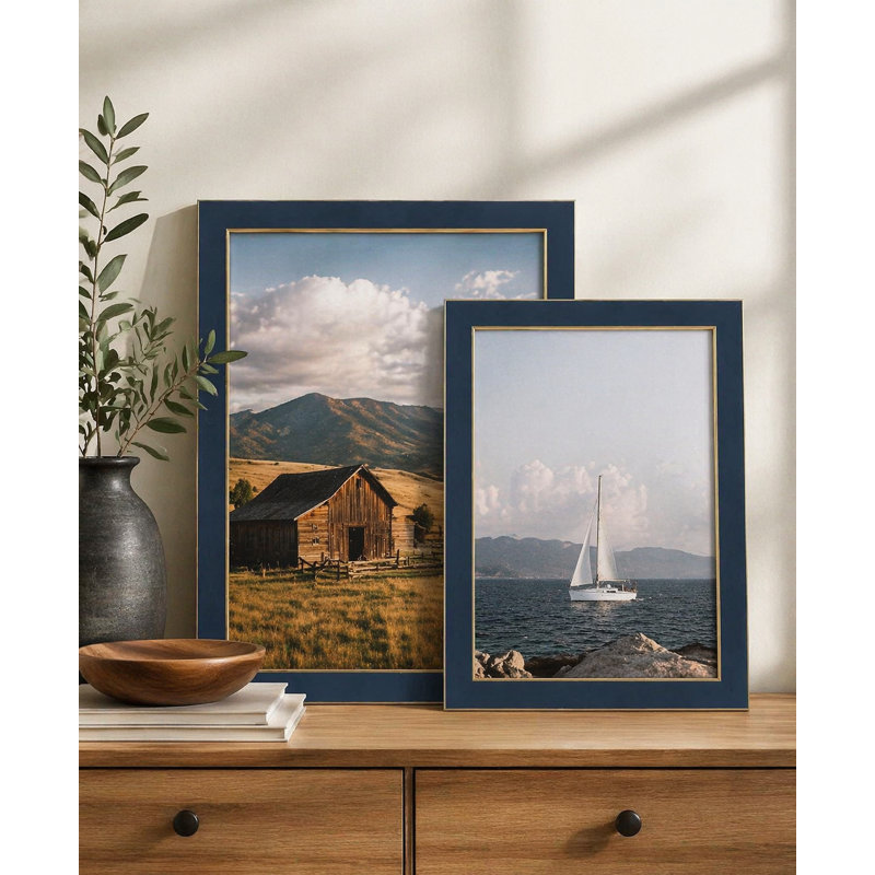 Ensemble de cadres photo en verre trempé haute définition bleu marine, Blue, 11" x 14"