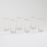 S/6 Celebration Highball Glasses-Clear W/Gold Dots