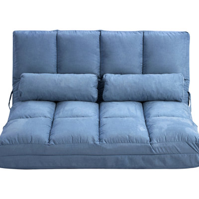 Folding Bed Chair - Adjustable , 2 Pillows, 40.25" L, Blue , Floor Convertible With by Corrigan Studio
