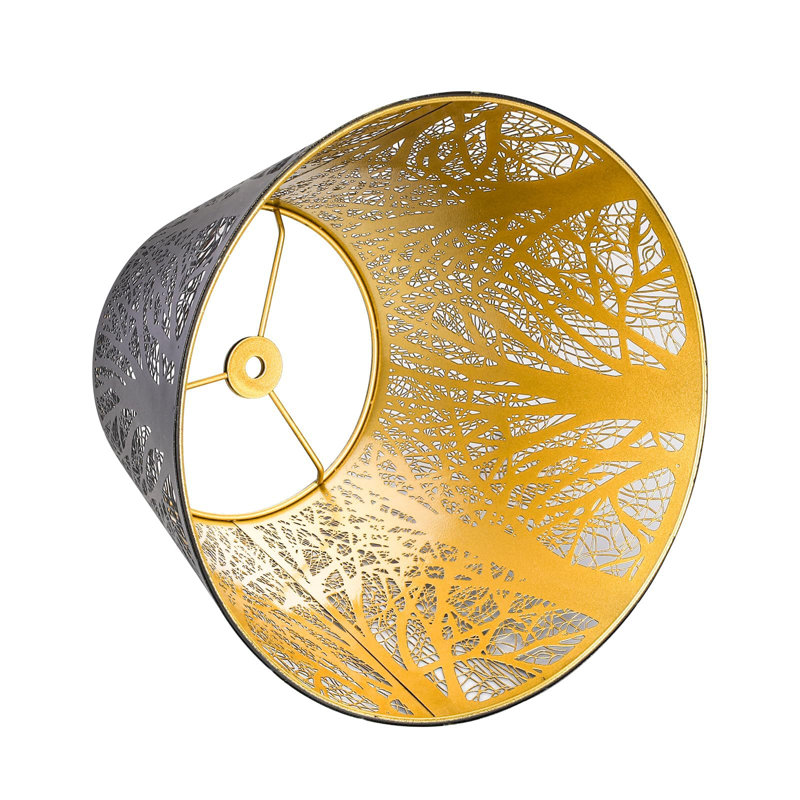 Petit abat-jour, abat-jour tonneau en métal avec motif d'arbres ALUCSET pour lampe de table et lampe sur pied, diamètre du haut 6 x diamètre du bas 10 x hauteur 7,5 araignée