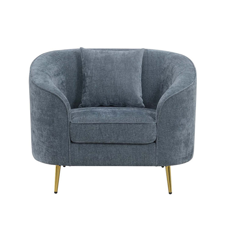 Chaise Nakendra avec coussin, chenille bleu cobalt