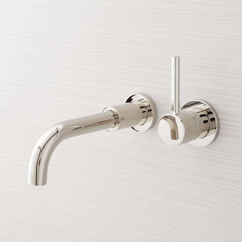 Lexia 1.2 GPM Wall Mounted Widespread Bathroom Faucet, Polished Nickel