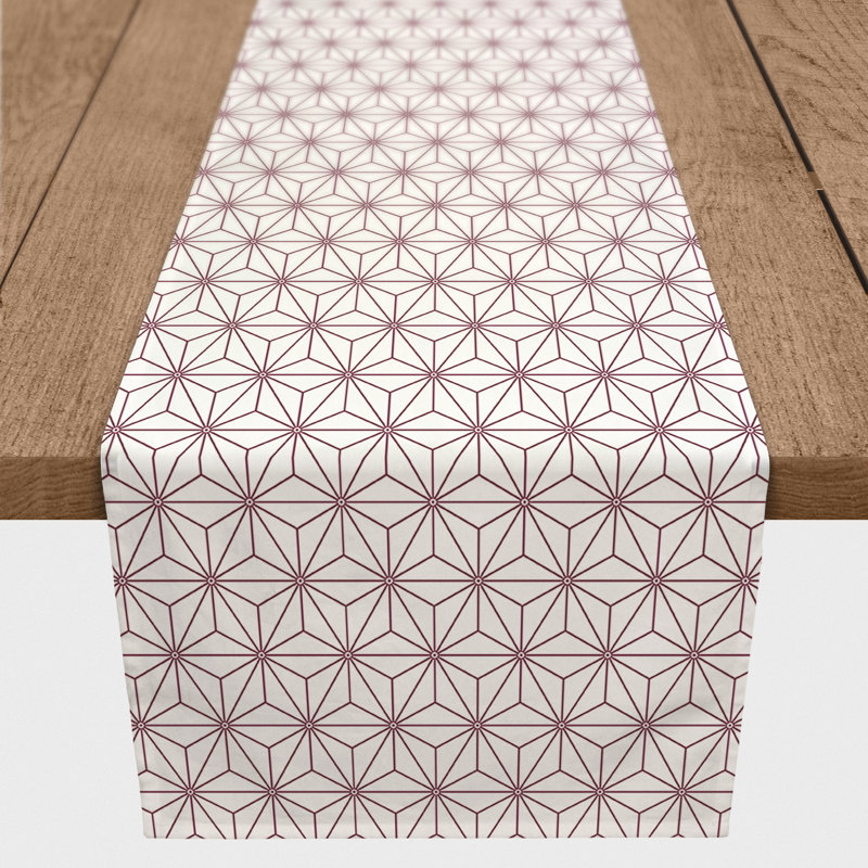 Chemin de table Hovig Geo, 72 po x 16 po, Bourgogne, Géométrique 2