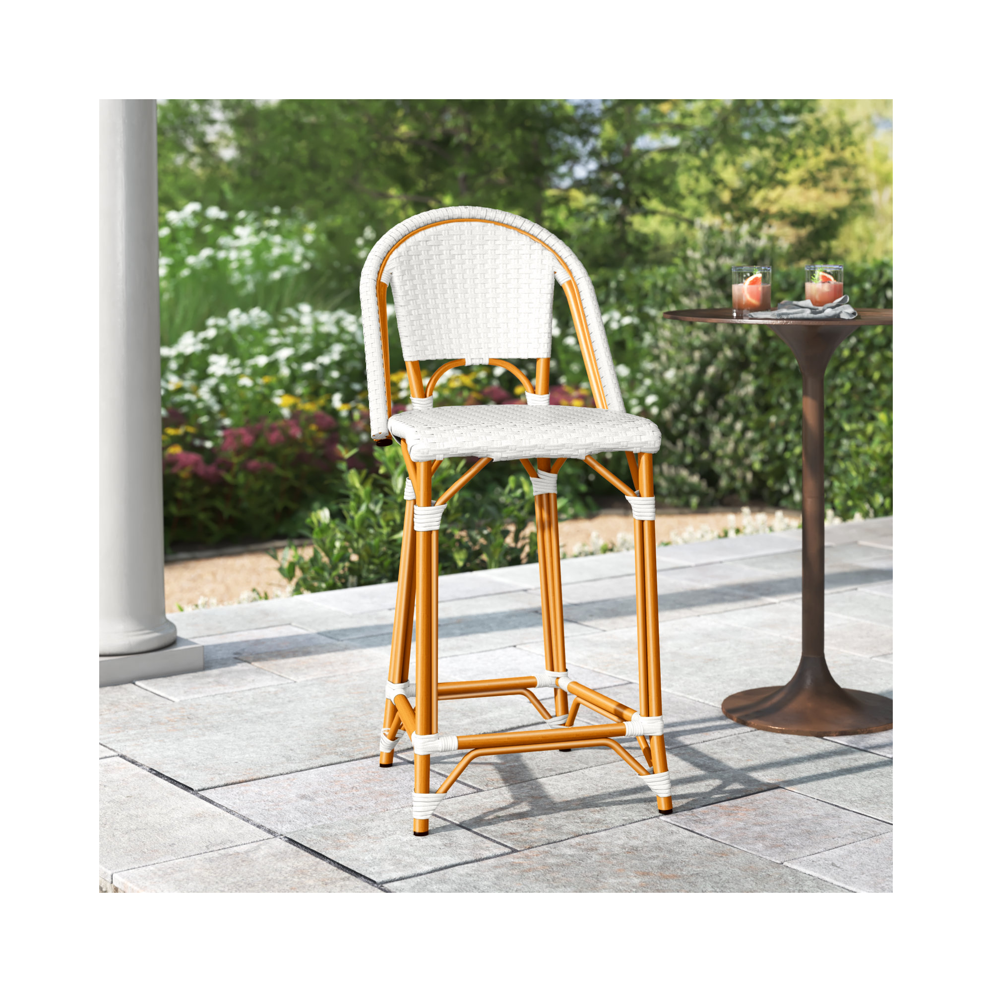 Kesa California 25" Patio Counter Stool, White