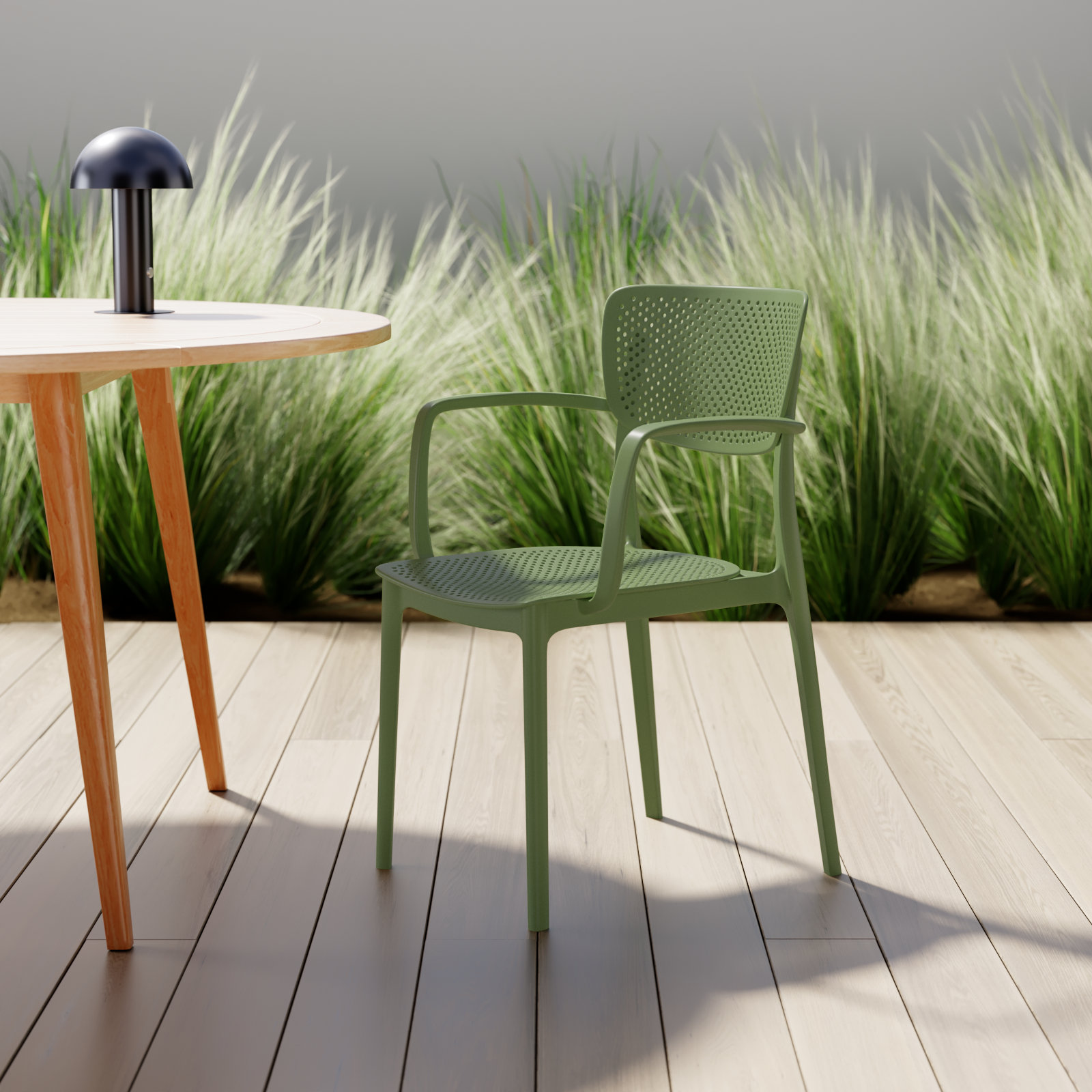 Farrah Stacking Patio Dining Armchair, Olive Green