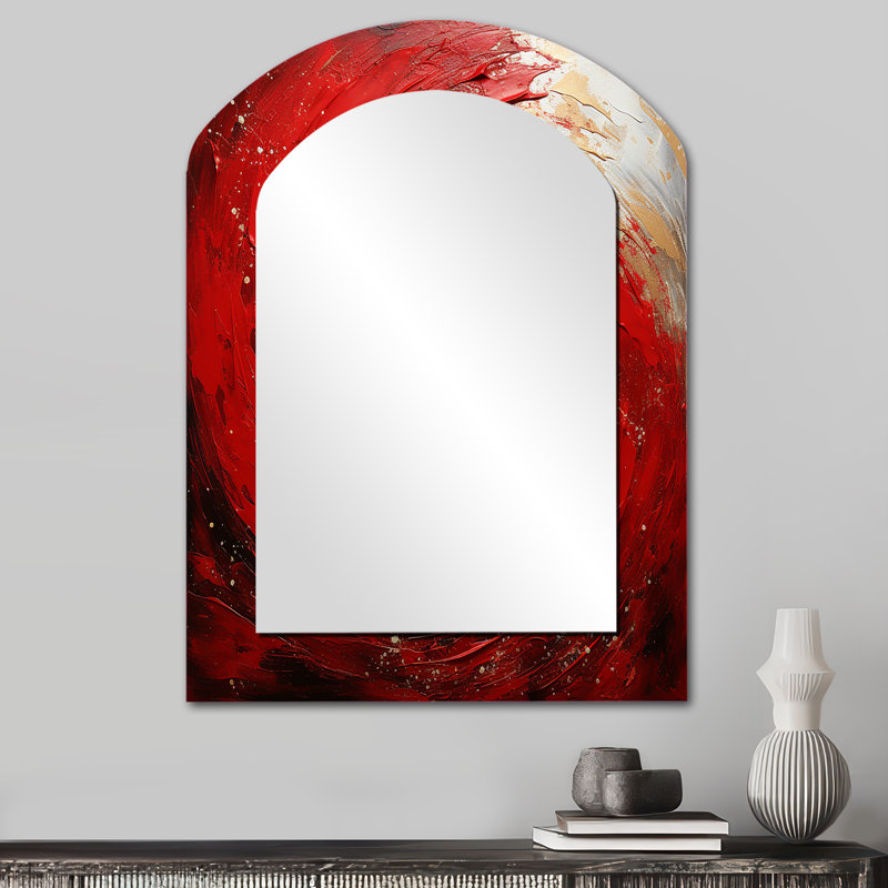 Spirale fantaisiste rouge et or - Spirales abstraites, 34 po x 25 po
