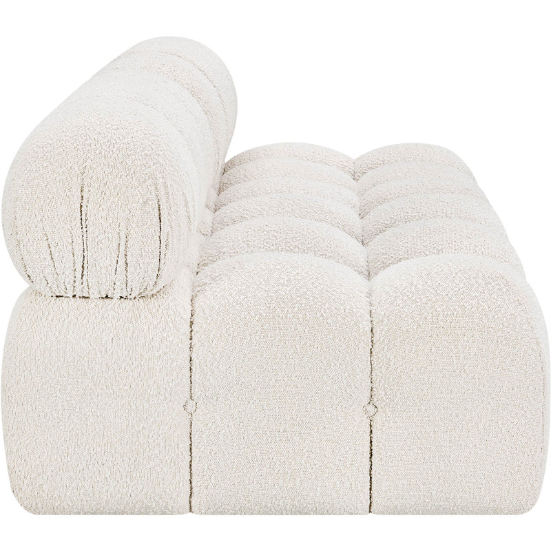 Canapé Ames, Tissu crème bouclé, 2 sans accoudoirs