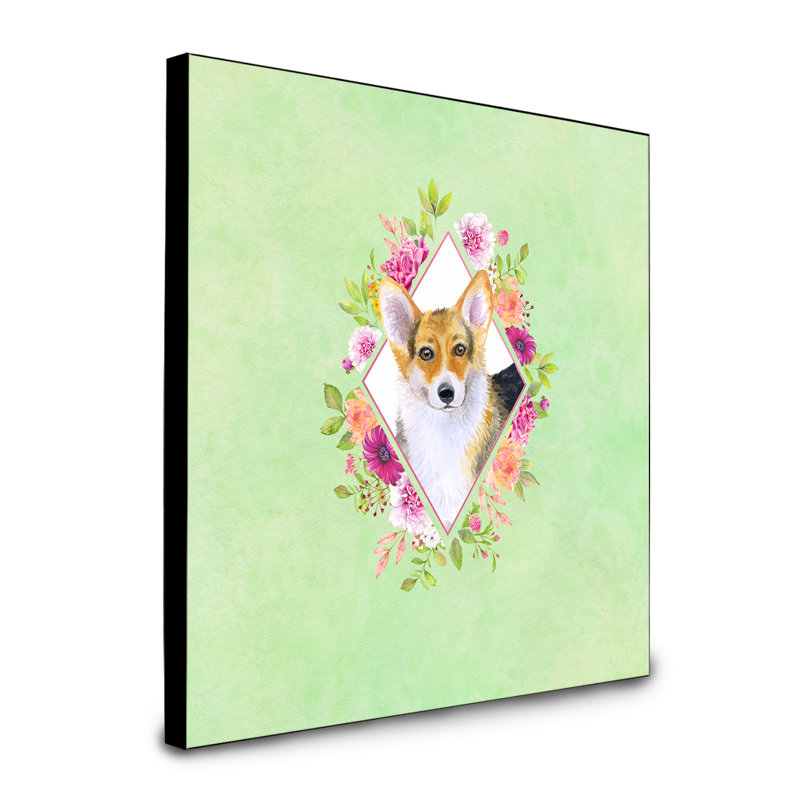 Panneau mural Dollman Flowers, Vert, Corgi blond