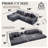 Boneless Oversize Cloud Couch, L-Shape Sofa, Convertible Floor Sleeper Sofa Bed, No Assembly ,Eight Pillows,3-In-1,Side Pocket,Corduroy-360802358-360802344