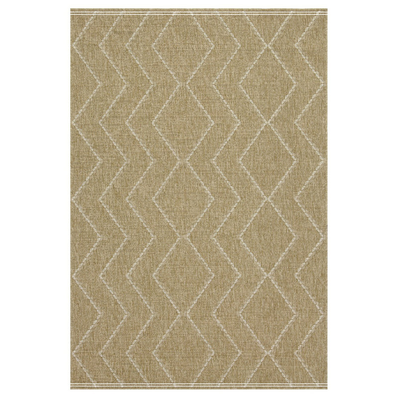 Jute/White Indoor/Outdoor Area Rug, Rectangle 7'10" x 10'3"