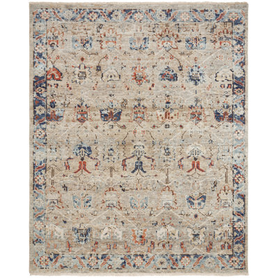 Mirena Wool Flroal Area Rug in Tan