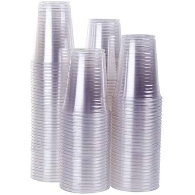 500 Count] 10 oz Clear Plastic Disposable PET Cups with Lids