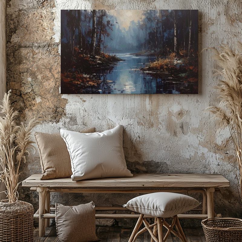 «Tranquil Forest Reflection Canvasmisty Waters And Quiet Trees», art mural sur toile, H 30 po x l 30 po