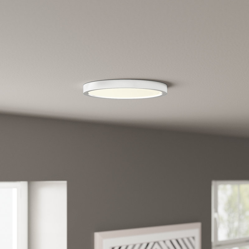 Corian Acrylic LED Flush Mount, Brushed Nickel, 1" H x 11" W x 11" D