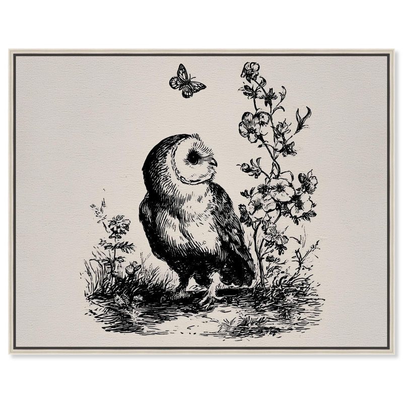 Owlito I, reproduction d'art sur toile par Art Remedy, H 31 po x l 37 po, Cadre argenté