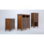 Armoire de rangement transitionnelle en bois massif l 32 po Warm Shaker avec portes en verre trempé et tablettes réglables-1696941354