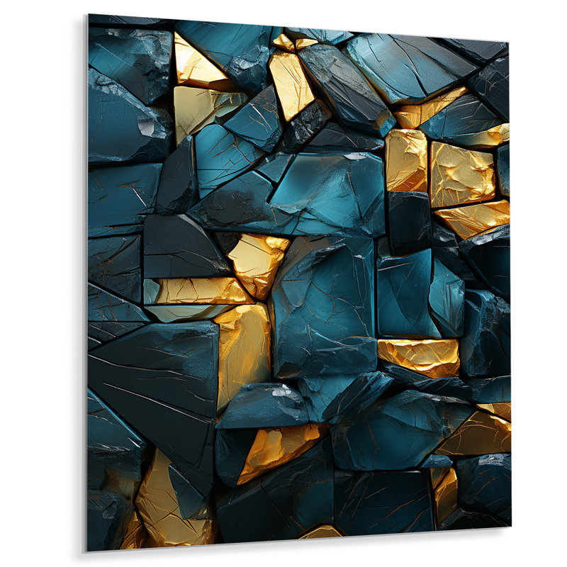 Décoration murale bleue et dorée Elegance I - marbre, H 40 po x l 30 po x P 1,5 po