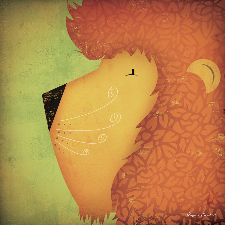 Art sur toile lion wow, H 12 po x l 12 po x P 1,5 po
