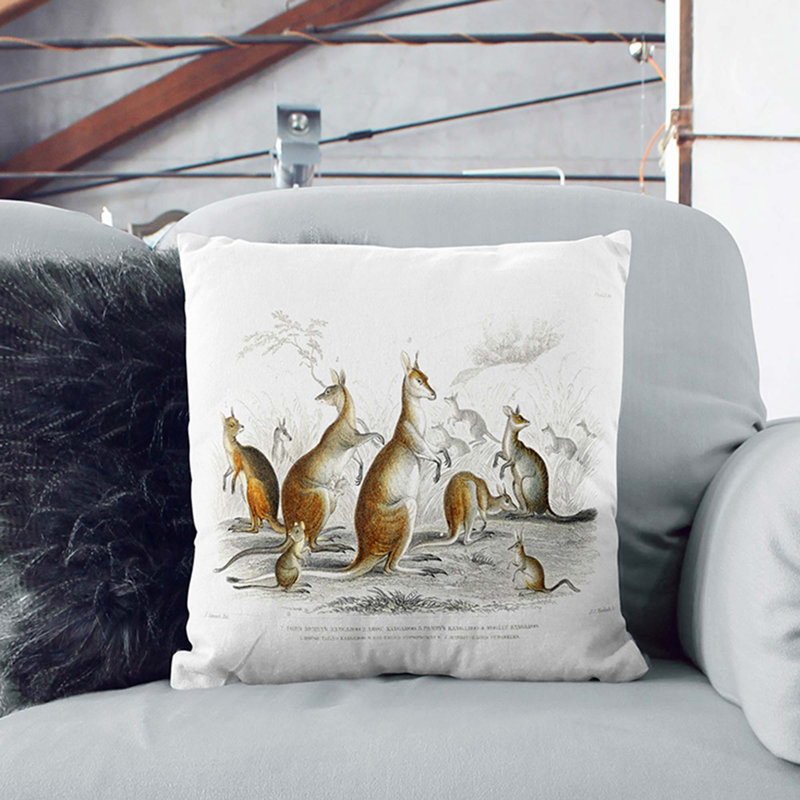 Kangaroos by Oliver Goldsmith Cushion with Filling, Black, 55cm H x 55cm W x 20cm D