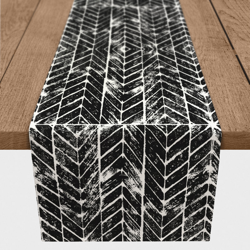 Fonville Chevron Table Runner, Black, 72" x 16"