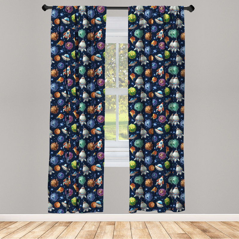 Space Semi-Sheer Rod Pocket Curtain Panels, 28" x 84"