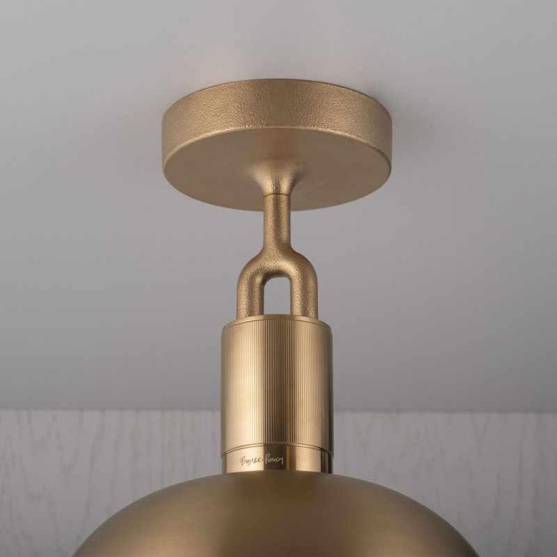 Plafond fourchu / Abat-jour / Globe / Opale, H 8,07 po x l 13,38 po x P 13,38 po, Laiton / opale