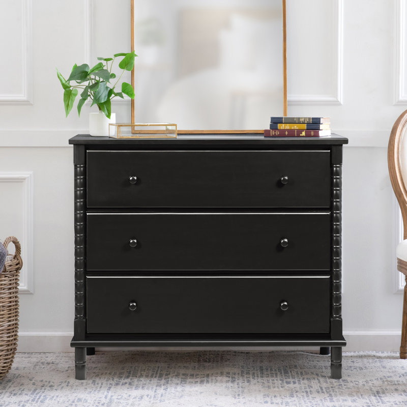 Jenny Lind 3-Drawer Dresser, Ebony Black