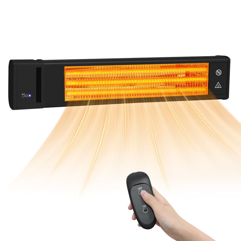1500-Watt Black Indoor/Outdoor Wall-Mounted Electric Infrared Space Patio Heater With Remote