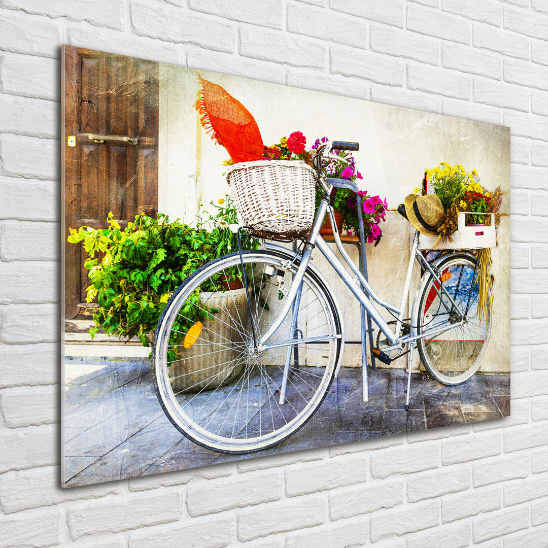 Glasbild White Bicycle