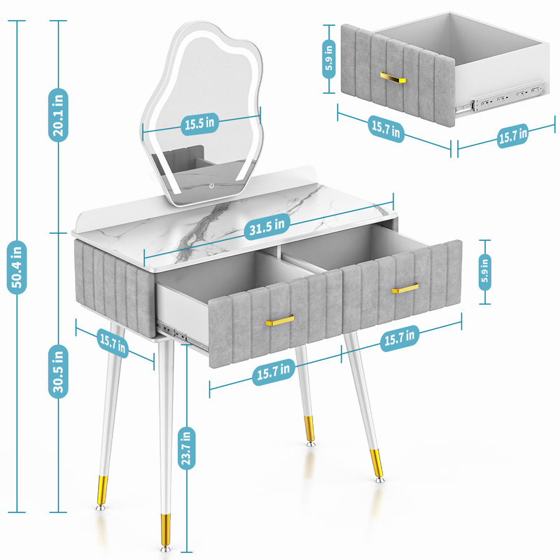 Dilar Vanity, White/Gray