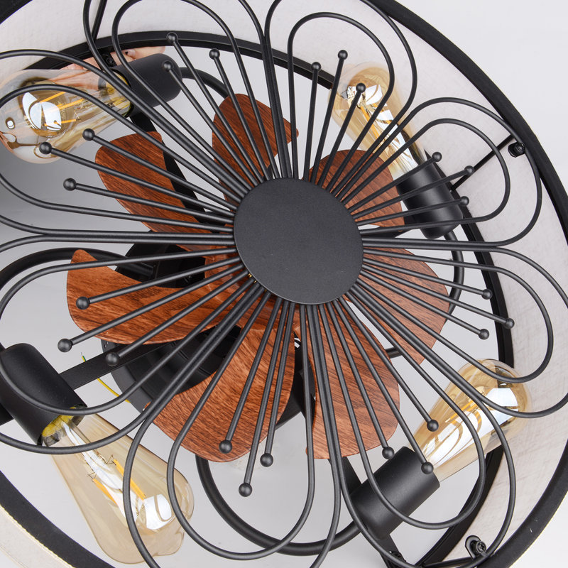19.6'' Ceiling Fan with Light Kit and Remote Control Included, Black/Bronze, Bulb