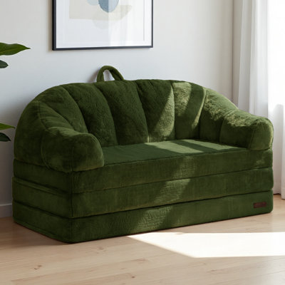 2 in 1 Convertible Sofa to Lounger Comfy Bean Bag Chair  Faux Fur Sofa Couch Compressed sofa Folding Sofa Bed