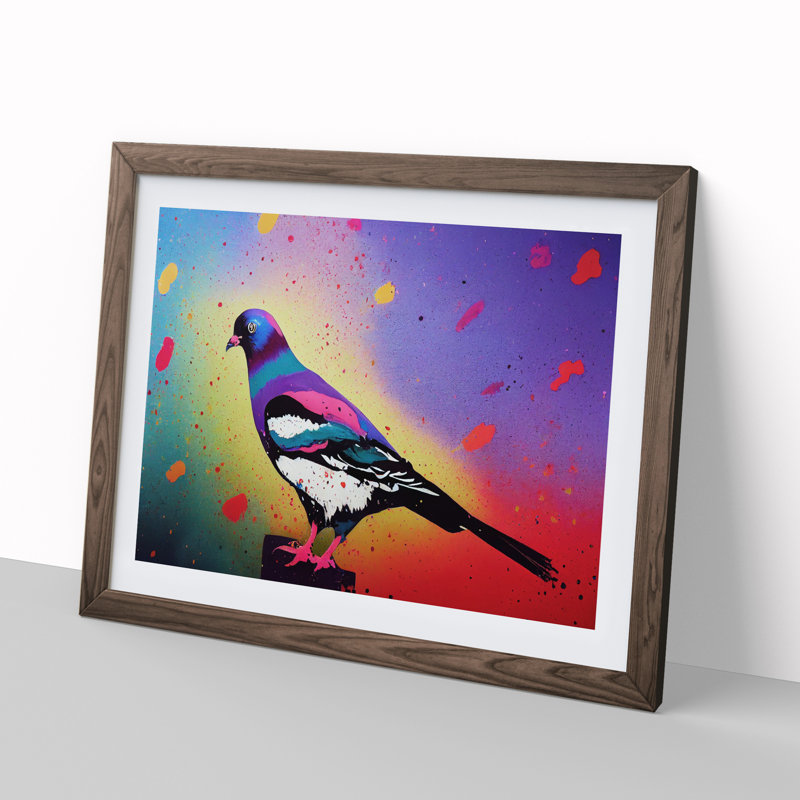Pigeon Bird Splash Vol.4 - Single Picture Frame Print, 46cm H x 64cm W, Brown