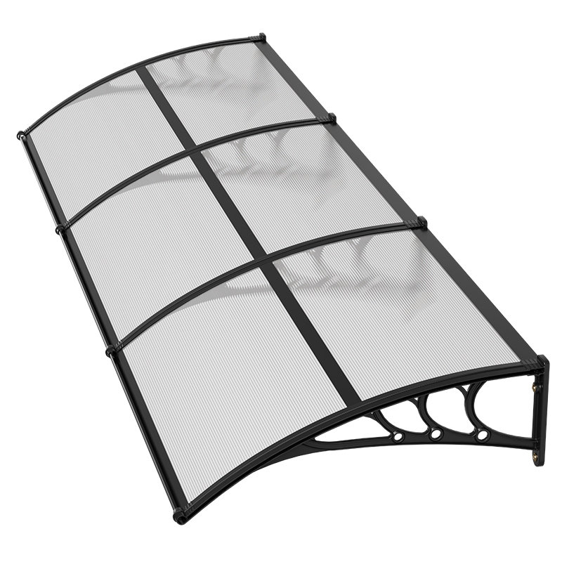 Awnings for Door Entrance, 38 x 117 in, Exterior Front Door Window Awnings with Drainage & ABS Bracket, Rain Snow Sun Protection, Overhang Polycarbonate Door Canopy for Porch Patio, Clear