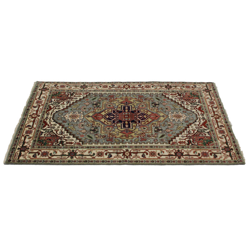 Canvello Hand Made Transitional Medallion Indo Tabriz Rug - 6'1'' X 9'1''