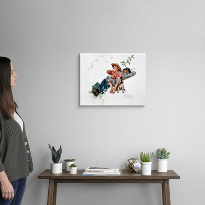 Grandpa et moi, cueillette de marguerites, art mural sur toile