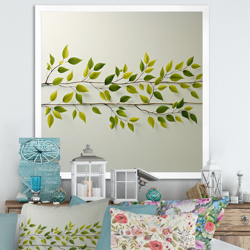 " Green Ferm Simple Collage ", White Single Picture Framed, 16" H x 16" W x 1" D