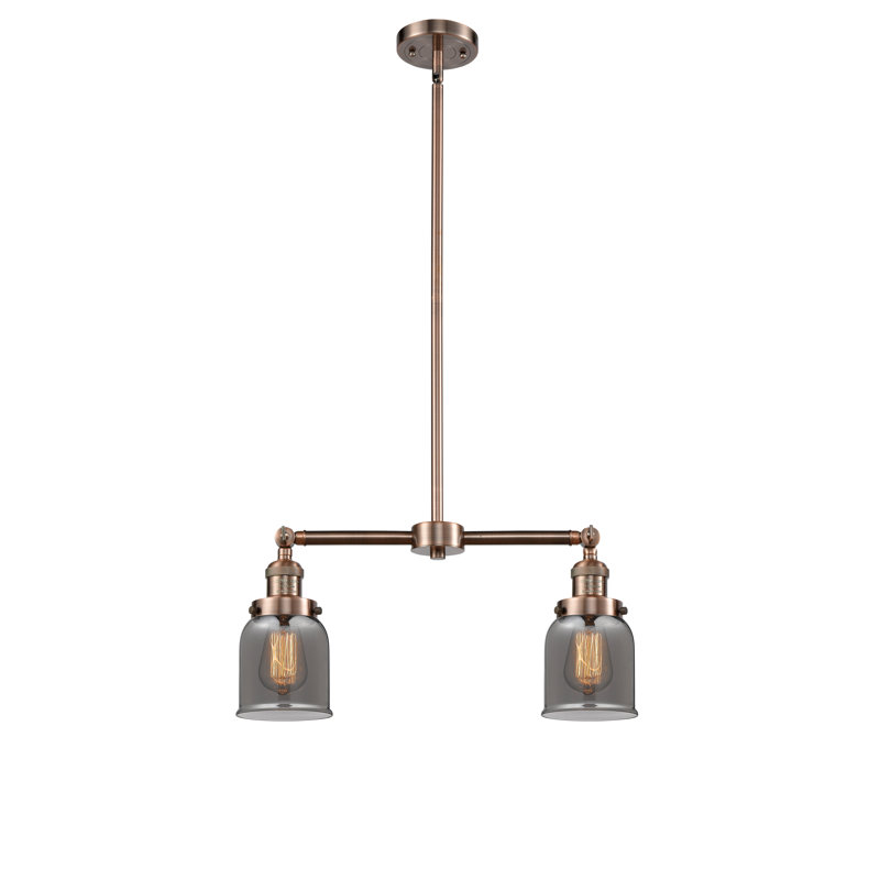 Bell - 2 Light 21" Island Light, Plated Smoked, 6 Watt Vinage LED Bulb, Satin Gold