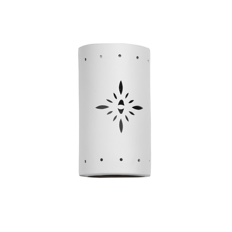 Lampe murale d'extérieur en céramique Ninamarie, ampoule DEL incluse, Blanc, H 13 po x l 7,5 po x P 4,5 po