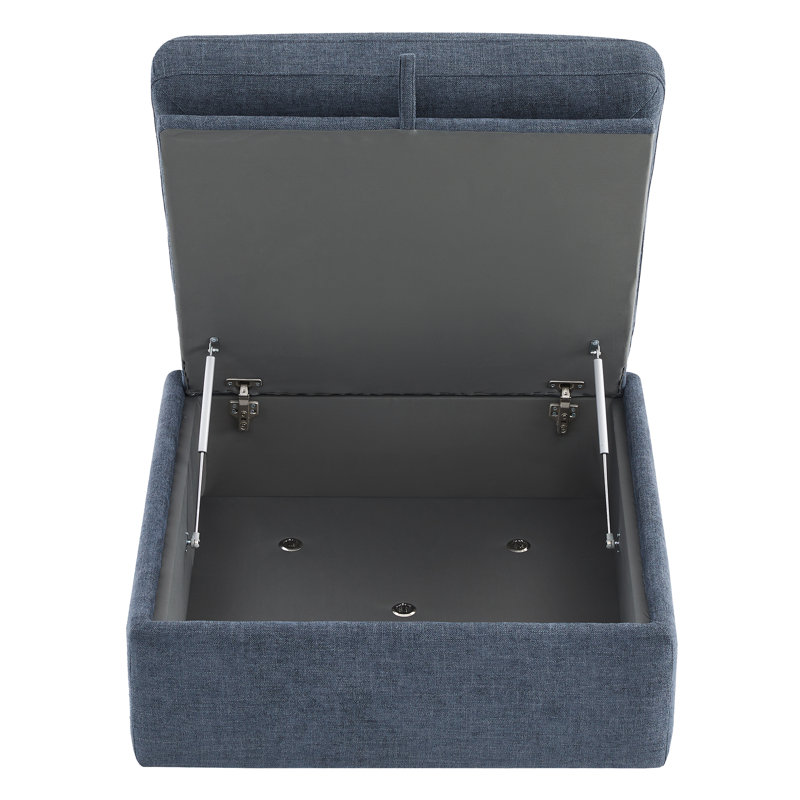 Winfree 33.9" Wide Rectangle Storage Ottoman, Blue