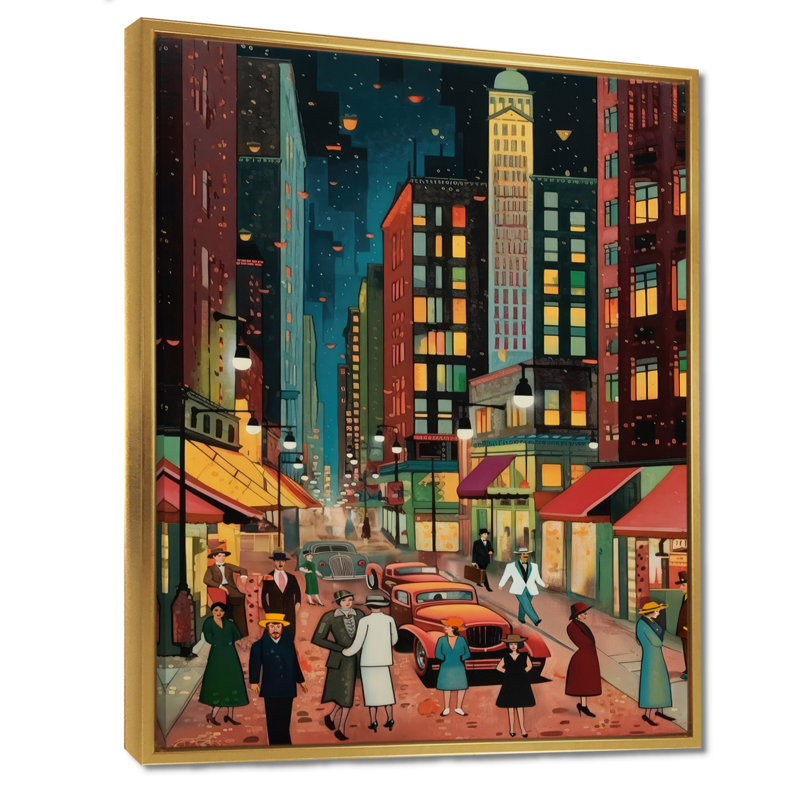 Art déco rétro City Life I - Fashion Woman, art mural encadré, H 32 po x l 16 po x P 1 po, Cadre flottant doré
